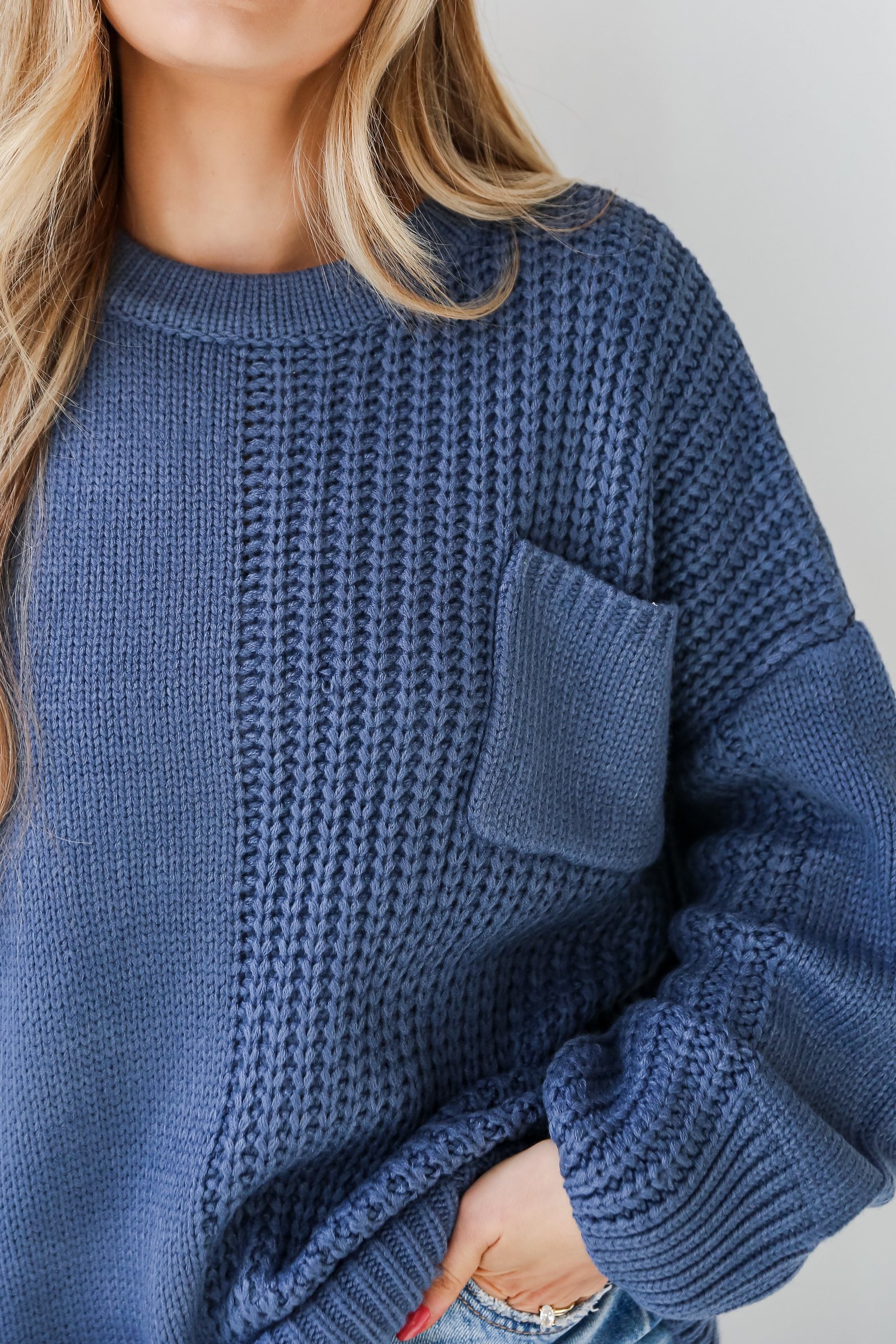 Toasty Vibes Denim Oversized Sweater