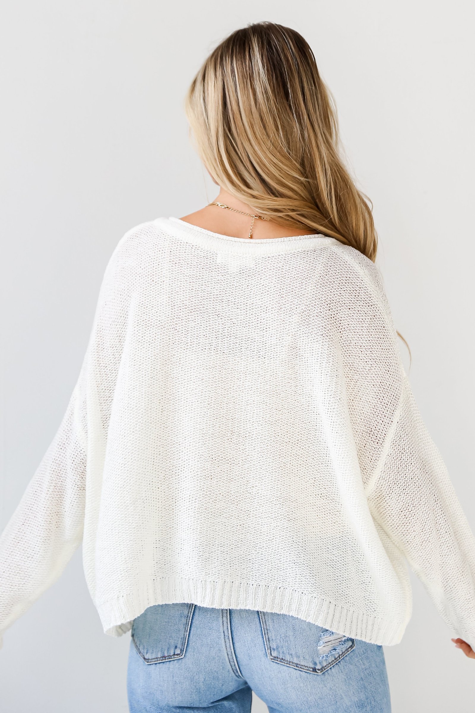 Too Cute Attitude Ivory Lightweight Knit Sweater